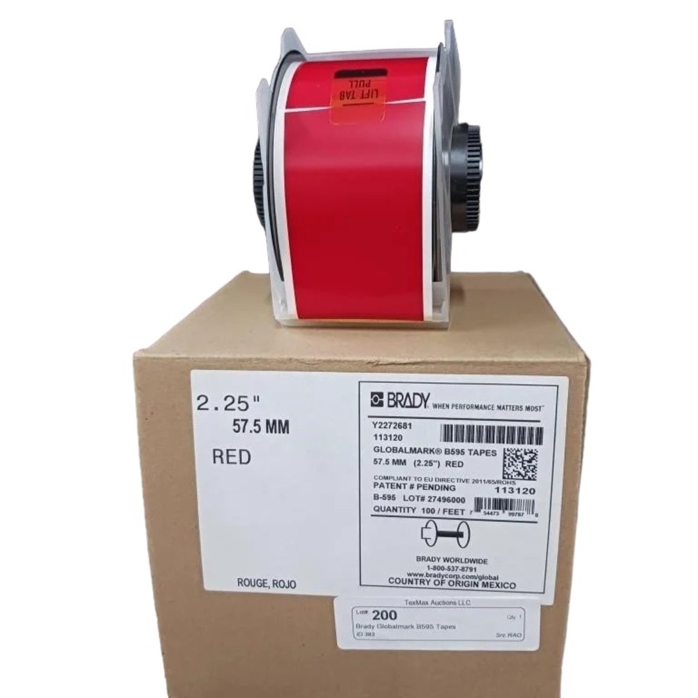 Brady‎ Y2272681 Globalmark B595 Tapes, 2.25", RED, 100 Feet